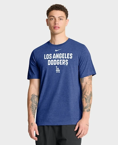 Nike Men's Heather Royal Los Angeles Dodgers Stacked Tri-Blend T-Shirt