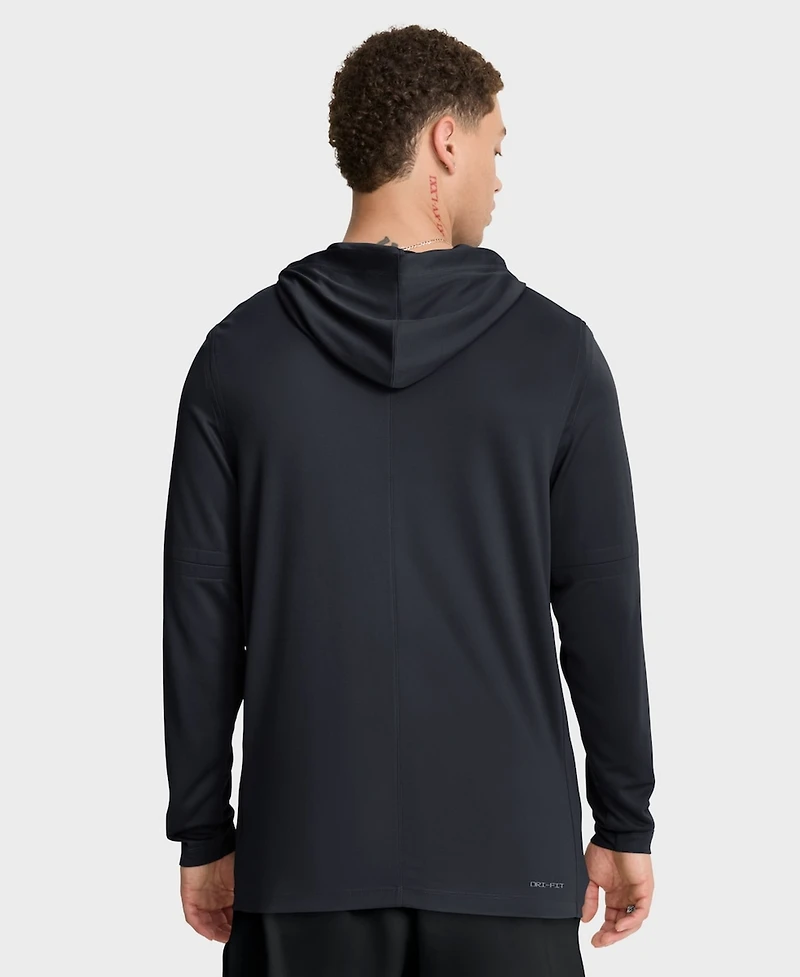 Nike Men's Navy Cleveland Guardians Authentic Collection Dri-fit Long Sleeve Hooded T-Shirt