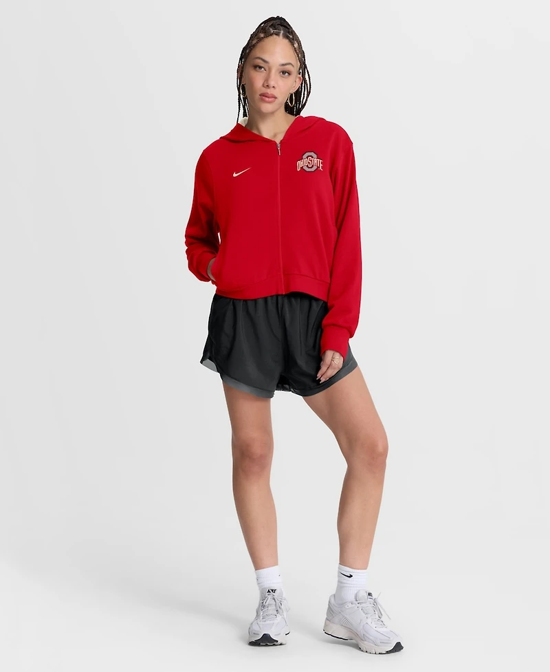Nike Women's Scarlet Ohio State Buckeyes Mantra Cropped Full-Zip Hoodie