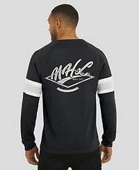 Fanatics Men's Black Nhl Waffle-Knit Raglan Long Sleeve Henley T-Shirt