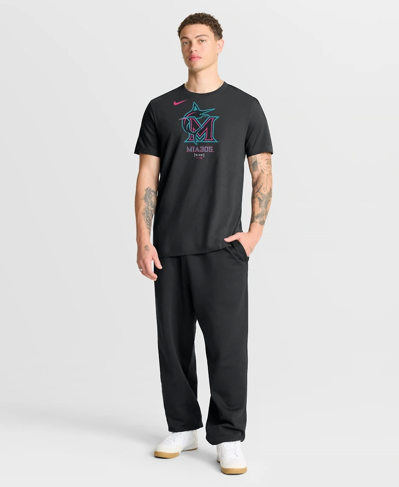 Nike Men's Black Miami Marlins City Connect Large Logo T-Shirt