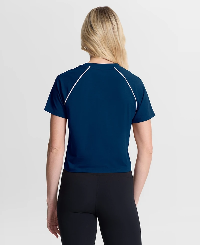 Fanatics Women's Navy Chicago Bears Offensive Scheme Raglan Tri-Blend Cropped Top
