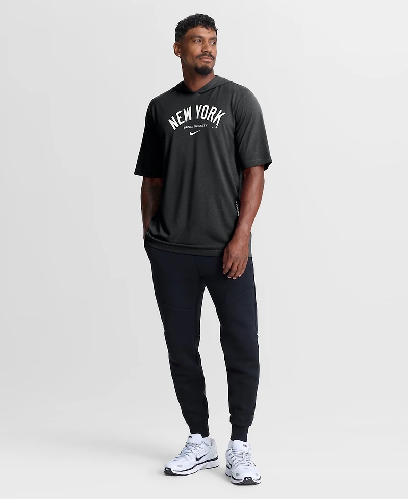 Nike Men's Black New York Yankees Arched Wordmark Tri-Blend Hooded T-Shirt
