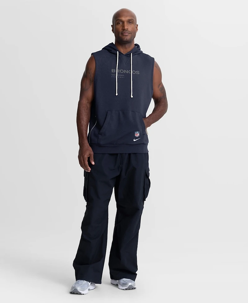 Nike Men's Navy Denver Broncos Sideline Standard Issue Dri-fit Sleeveless Hoodie