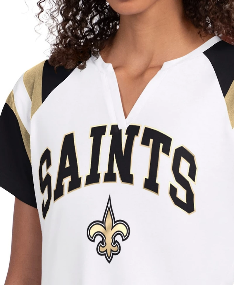 Starter Women's White New Orleans Saints Game On Notch Neck T-Shirt