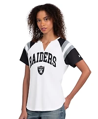 Starter Women's White Las Vegas Raiders Game On Notch Neck T-Shirt