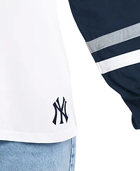 G-iii 4Her by Carl Banks Women's White/Navy New York Yankees Key Player Oversized Hooded Long Sleeve T-Shirt