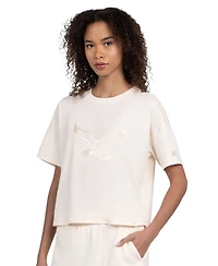 Starter Women's Cream Philadelphia Eagles Pastel Travel Boxy Cropped T-Shirt