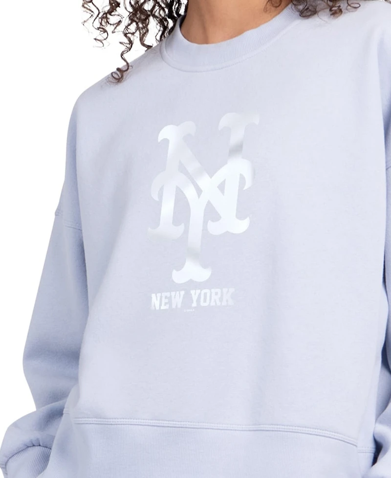 Starter Women's Light Blue New York Mets Pastels Boxy Fleece Sweatshirt