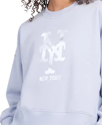 Starter Women's Light Blue New York Mets Pastels Boxy Fleece Sweatshirt
