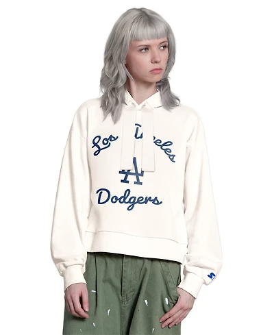 Starter Women's Cream Los Angeles Dodgers Baseline Hoodie Sweatshirt