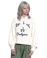 Starter Women's Cream Los Angeles Dodgers Baseline Hoodie Sweatshirt