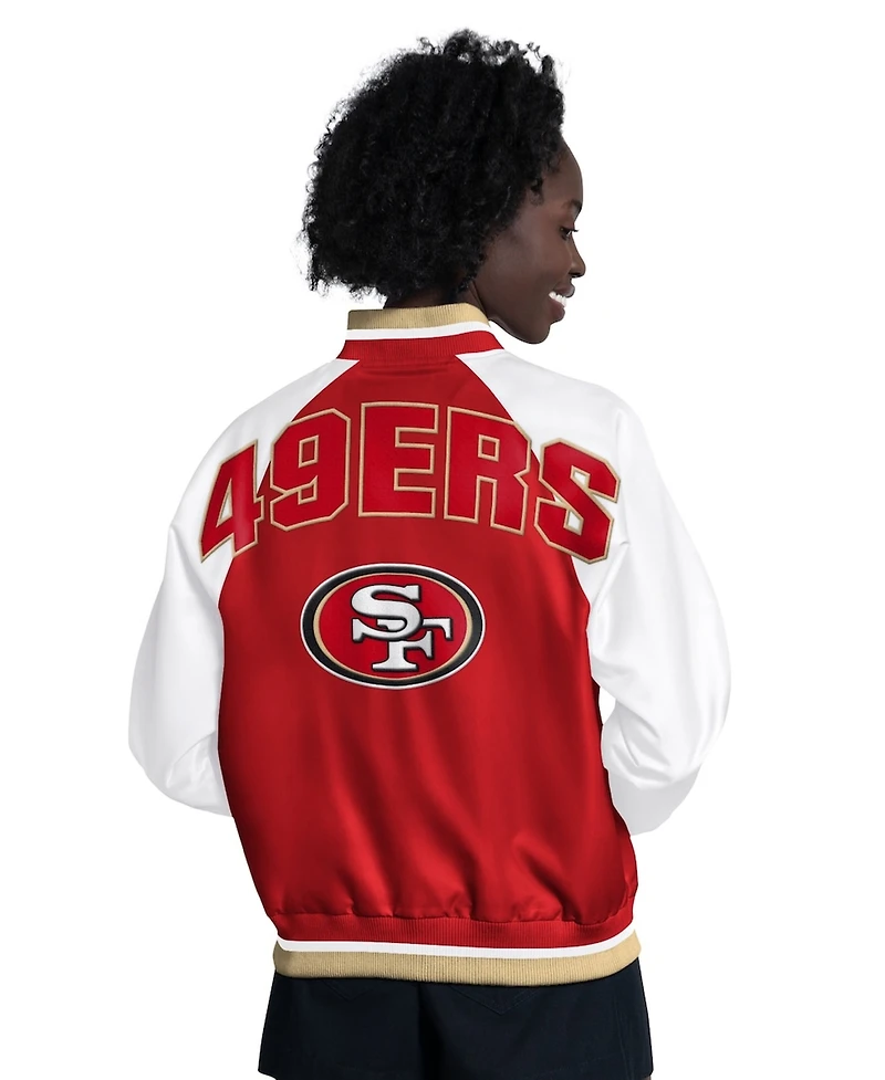Starter Women's Scarlet/White San Francisco 49ers Raglan Blitz Full-Snap Varsity Jacket