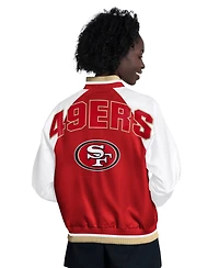 Starter Women's Scarlet/White San Francisco 49ers Raglan Blitz Full-Snap Varsity Jacket