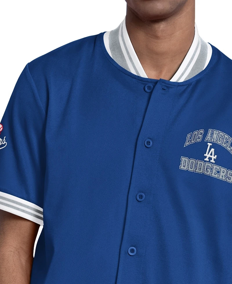 Starter Men's Royal Los Angeles Dodgers Button-Up Short Sleeve Jacket