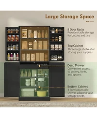 Homcom 72 Inch Tall Pantry Cabinet, Storage Cabinet with 8 Door Racks