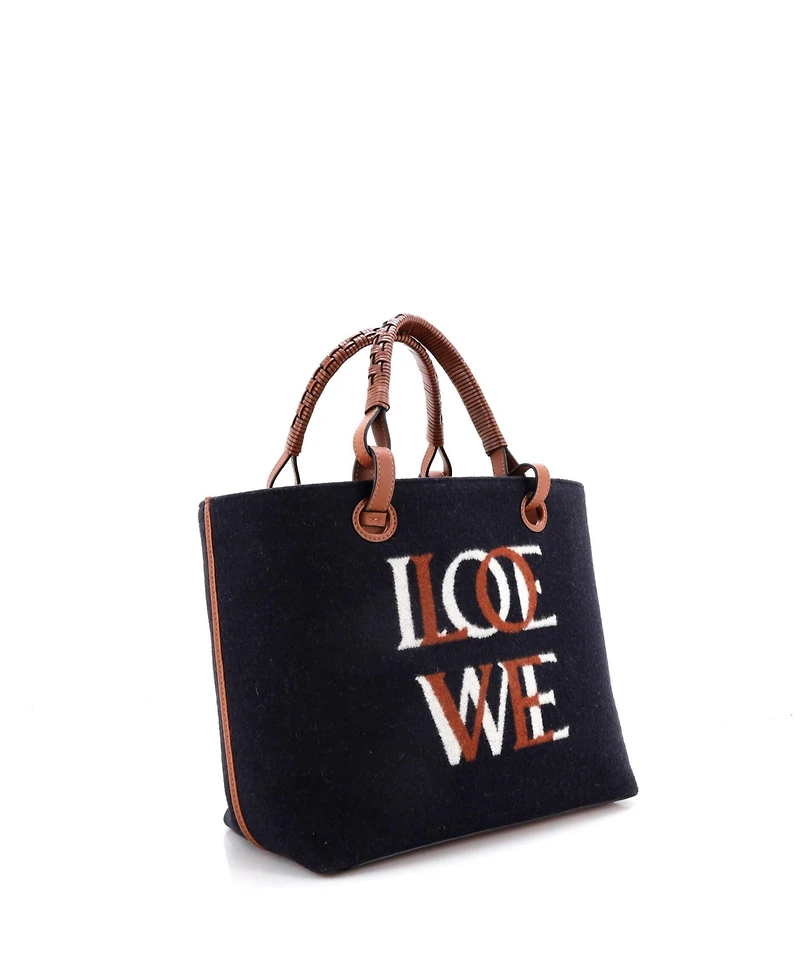 Pre-Owned Loewe Small Love Anagram Tote Wool and Leather
