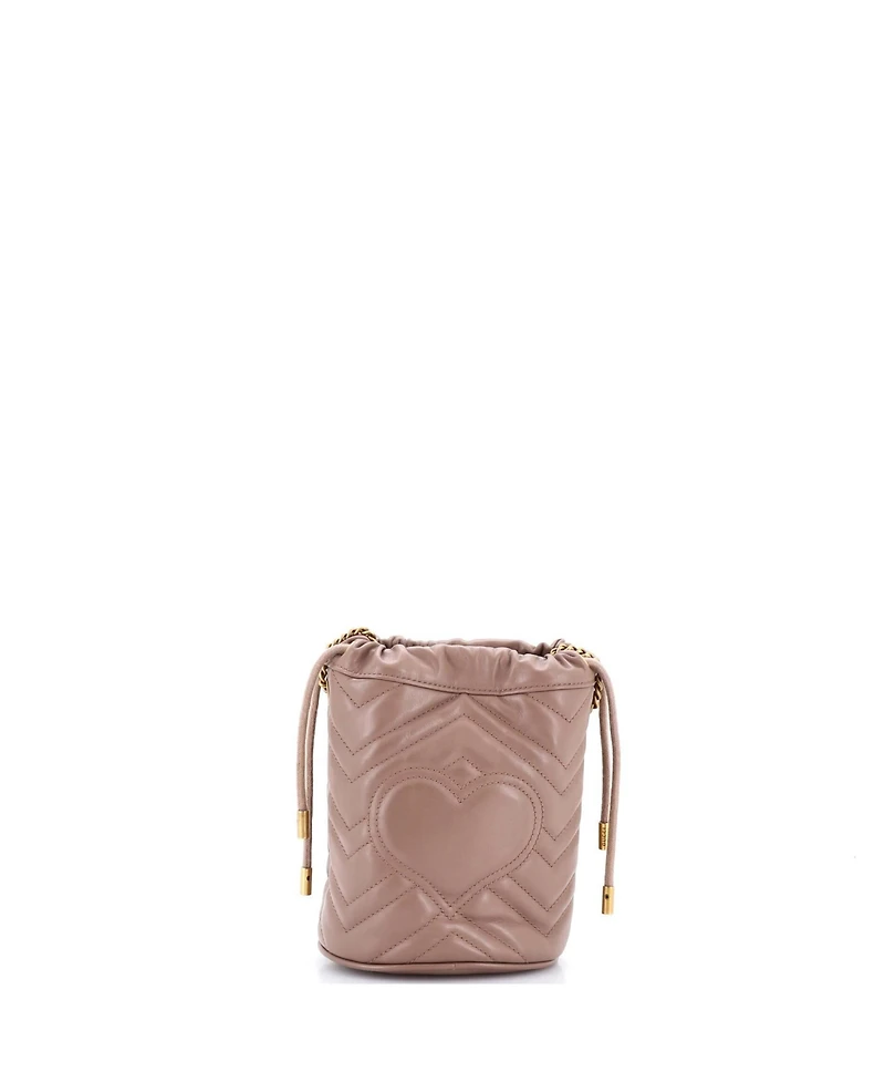 Pre-Owned Gucci Mini Gg Marmont Bucket Bag Matelasse Leather
