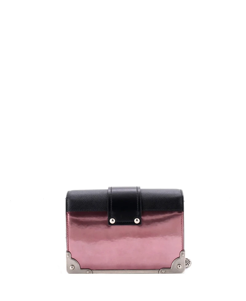 Pre-Owned Prada Small Cahier Chain Crossbody Bag Metallic Leather and Saffiano
