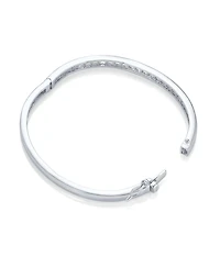 Bling Jewelry Cubic Zirconia Channel Set Princess Cut Cz Eternity Tennis Stackable Bangle Bracelet Fits 7-7.5 inch