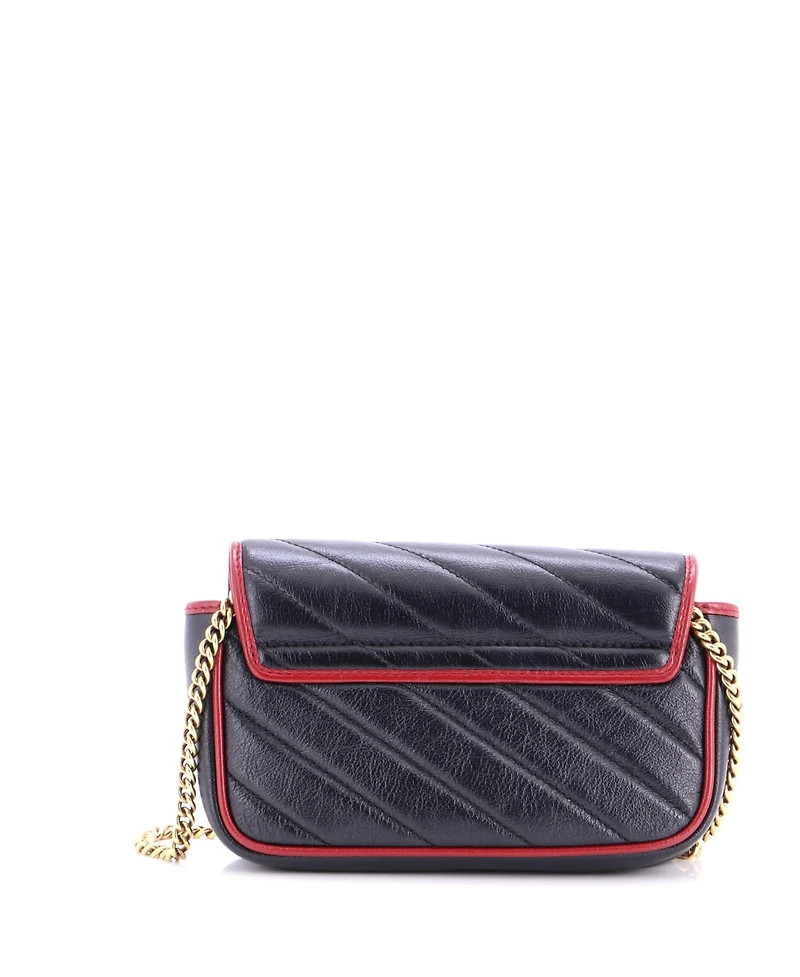 Pre-Owned Gucci Super Mini Gg Marmont Flap Bag Diagonal Quilted Leather