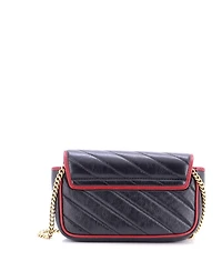 Pre-Owned Gucci Super Mini Gg Marmont Flap Bag Diagonal Quilted Leather