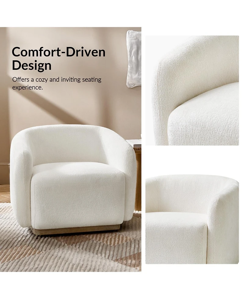 Hulala Home Berklie Modern Boucle Chenille Swivel Armchair with Solid Wood Base