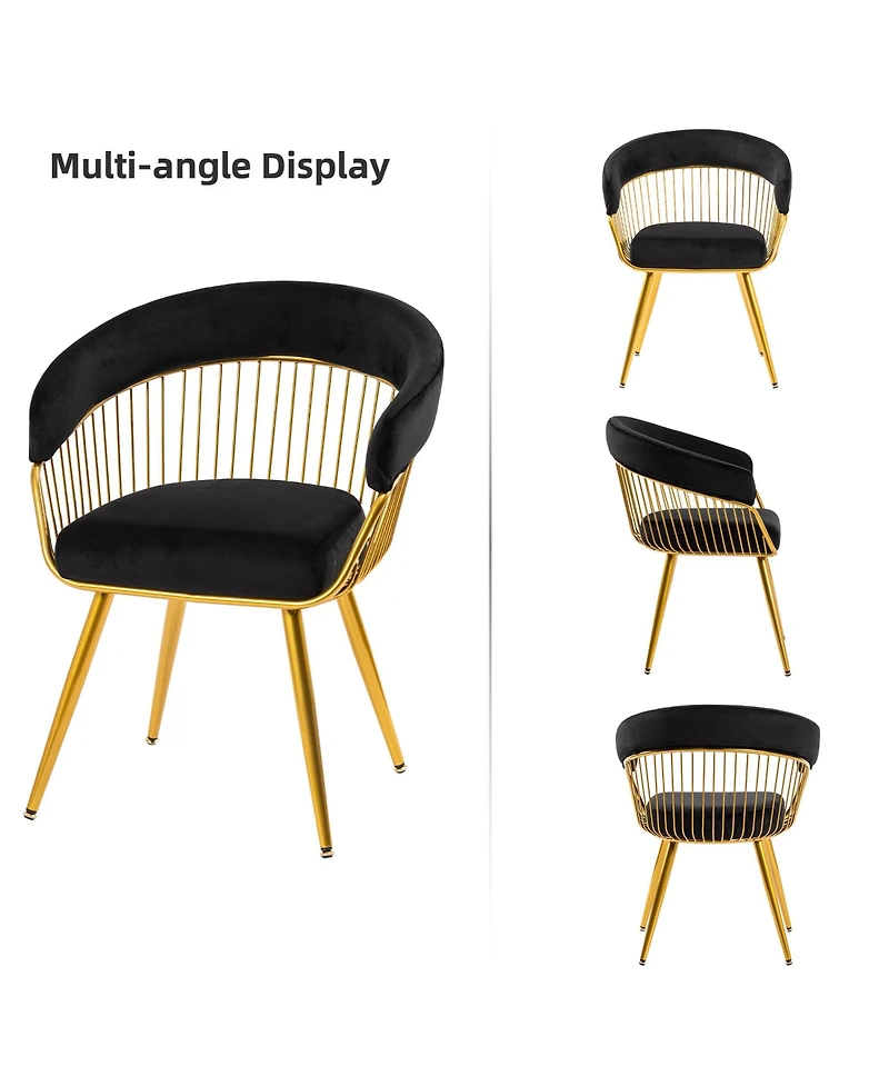 Dyhome Mid-Century Modern Glam Velvet Dining Chairs Set of 2