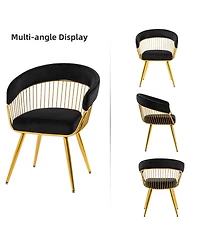 Dyhome Mid-Century Modern Glam Velvet Dining Chairs Set of 2