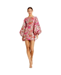 Mac Duggal Women's Floral Brocade Balloon Sleeve Mini Dress