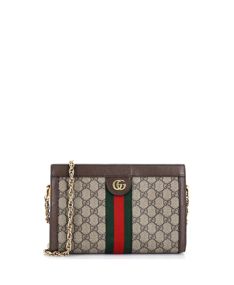 Pre-Owned Gucci Small Ophidia Chain Shoulder Bag Gg Coated Canvas