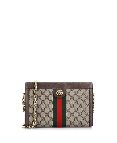 Pre-Owned Gucci Small Ophidia Chain Shoulder Bag Gg Coated Canvas