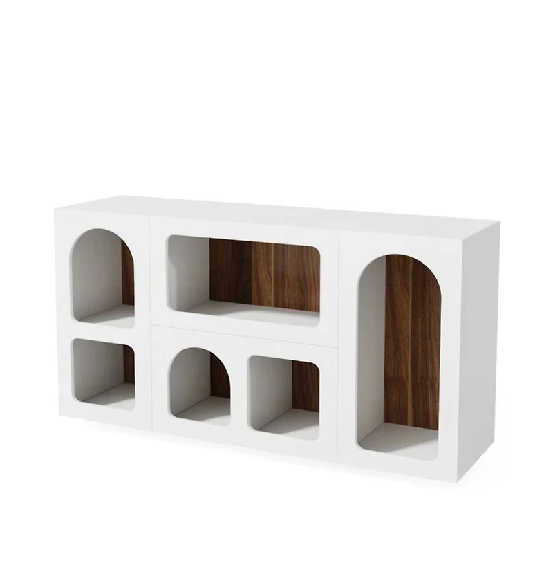 Slickblue Sofa Console Table with Storage Shelves, Wooden Entryway Organizer Table