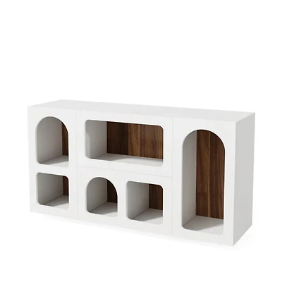 Slickblue Sofa Console Table with Storage Shelves, Wooden Entryway Organizer Table