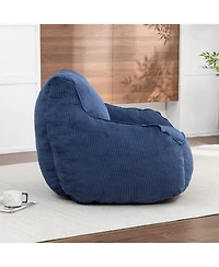Rainsken Bean Bag Chair, Comfy Corduroy Large with Filler Included, Soft Beanbag Chairs, Ergonomic, for Bedroom and Living Room