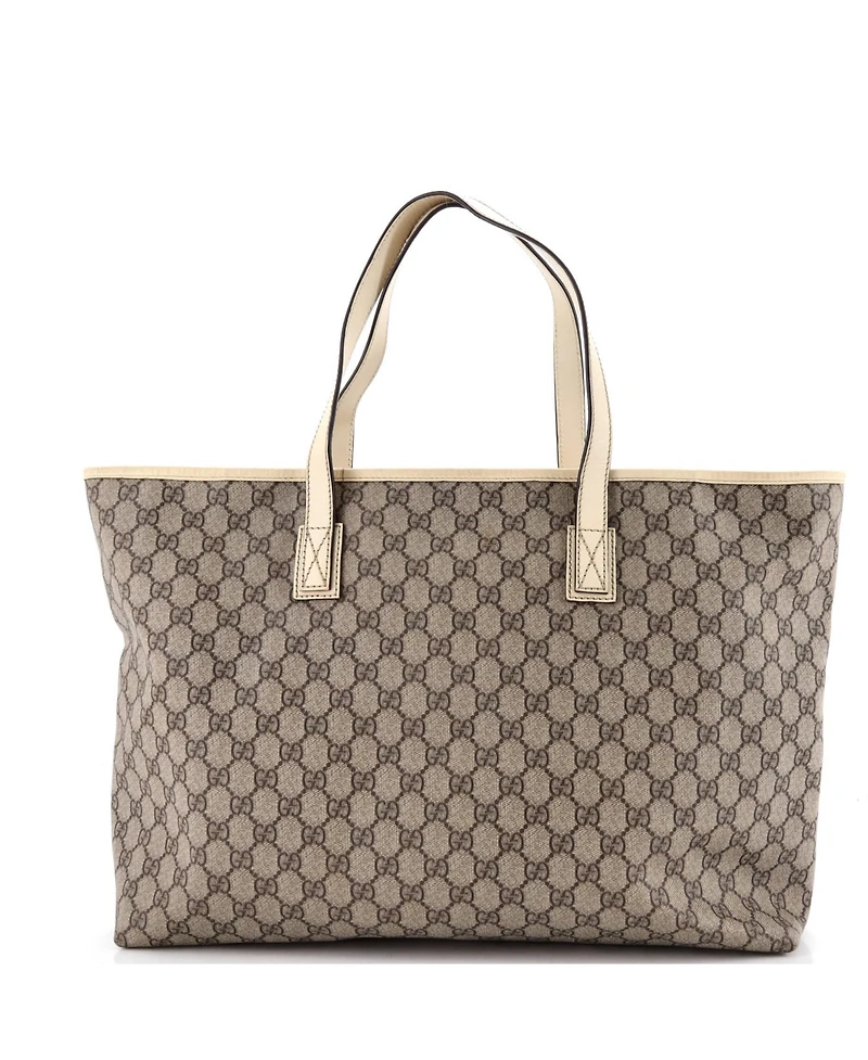 Pre-Owned Gucci Large Plus Tote Gg Coated Canvas with Leather