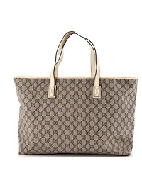 Pre-Owned Gucci Large Plus Tote Gg Coated Canvas with Leather