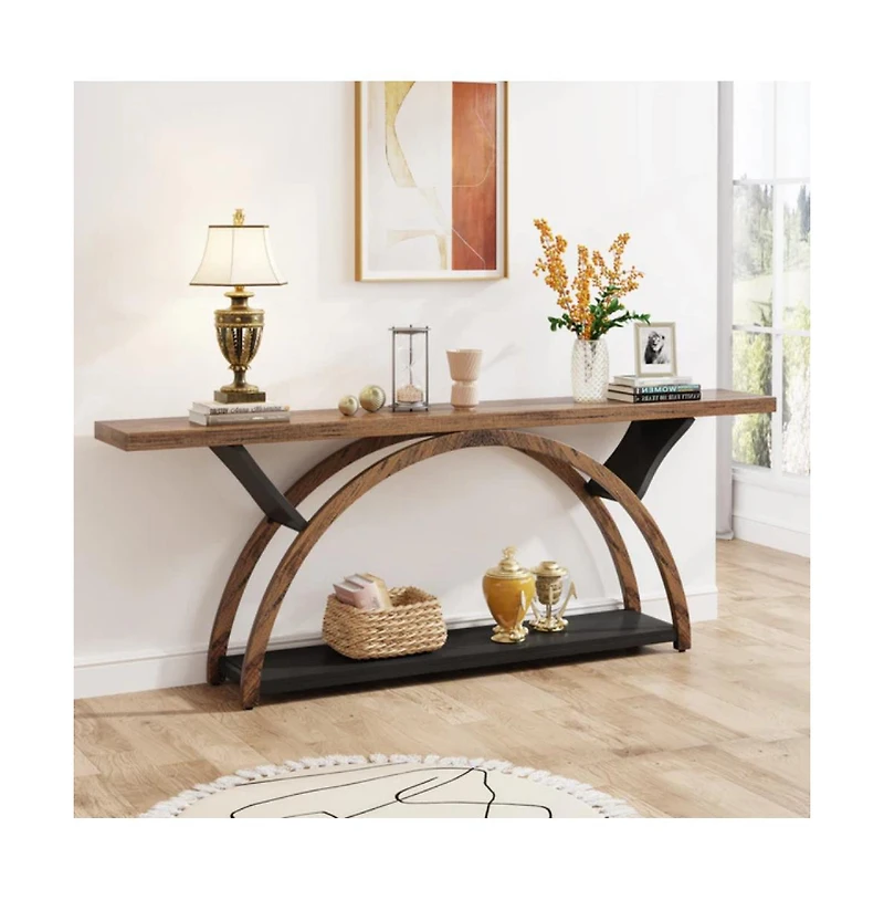 Slickblue 2-Tier Entryway Console Table, Inch with Half Moon Base