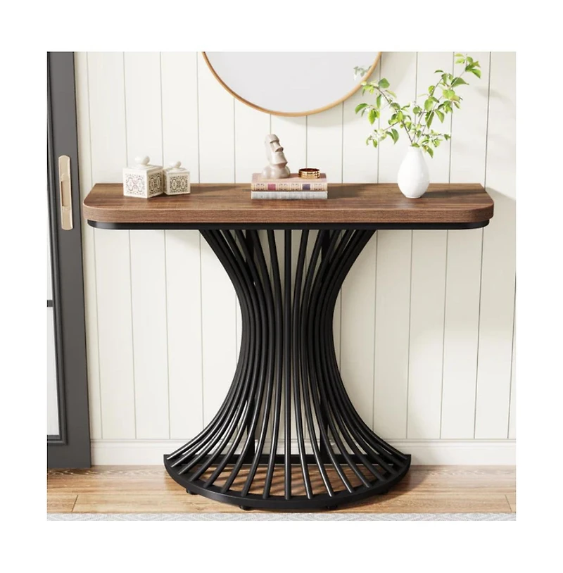 Slickblue Contemporary Console Table with Stylish Geometric Metal Frame for Home Decor