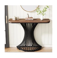 Slickblue Contemporary Console Table with Stylish Geometric Metal Frame for Home Decor