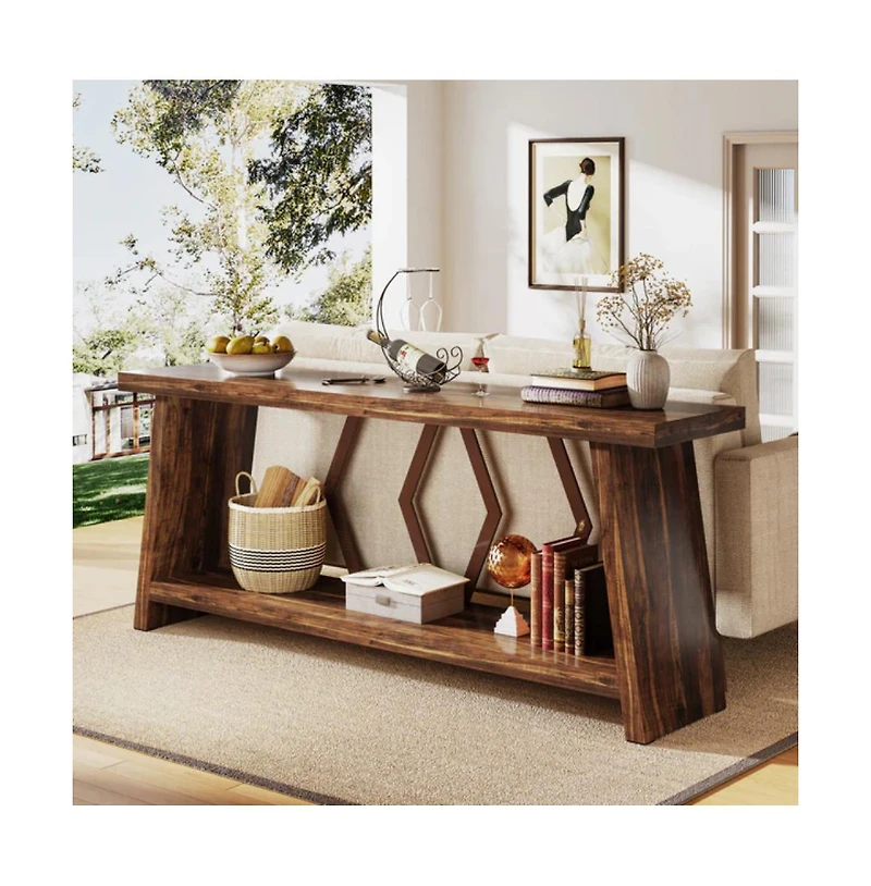 Slickblue Entryway Console Table with Storage Shelves for Living Room and Hallway Decor