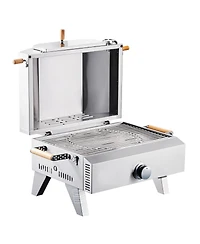 Asagikoiai Outdoor Portable Stainless Steel Gas Pizza Oven with Thermometer and Cordierite Stone