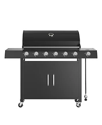 Xo Stainless Steel 60000 Btu Portable 6+1 Burners Propane Gas Bbq Grill for Backyard, Camping and Tailgating