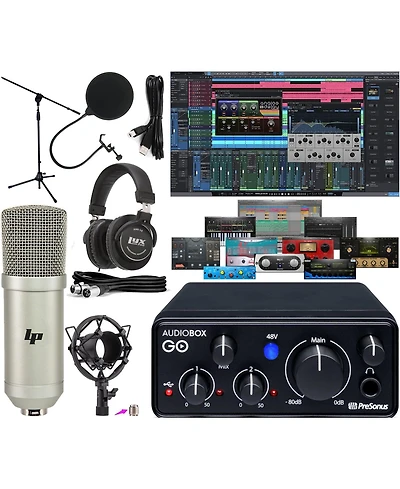 PreSonus AudioBox Go Usb-c Recording Bundle - Interface, Condenser Mic, Headphones & Software