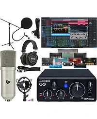 PreSonus AudioBox Go Usb-c Recording Bundle - Interface, Condenser Mic, Headphones & Software