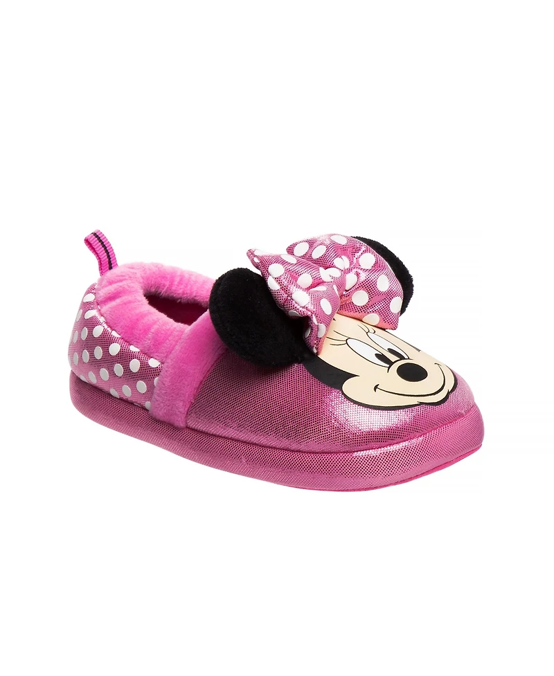 Disney Toddler Minnie Mouse Dual Slippers Cozy Warm Soft Plush Indoor Wear Fun Character Design (Toddler 5-10/ 11-12)