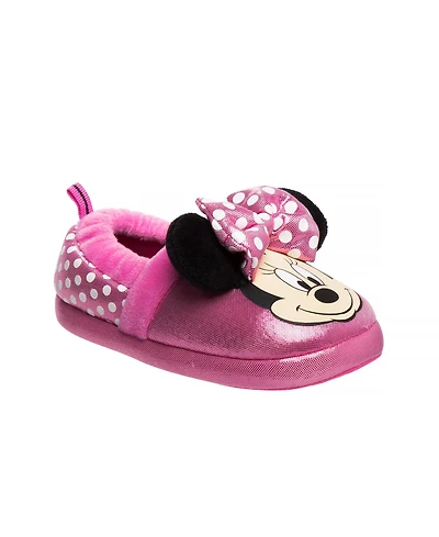 Disney Toddler Minnie Mouse Dual Slippers Cozy Warm Soft Plush Indoor Wear Fun Character Design (Toddler 5-10/ 11-12)
