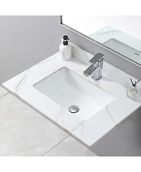 Sillysis Sintered Stone Vanity Top with Backsplash, Rectangular Undermount Sink, Pre-Drilled Faucet Hole