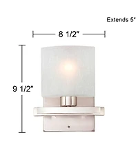 Possini Euro Design Modern Wall Light Sconces Set of 2 Brushed Nickel Hardwired 8 1/2" Fixture White Linen Glass Shade for Bedroom