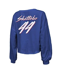 Majestic Threads Women's Cam Skattebo Royal New York Giants Script Name Number Long Sleeve T-Shirt